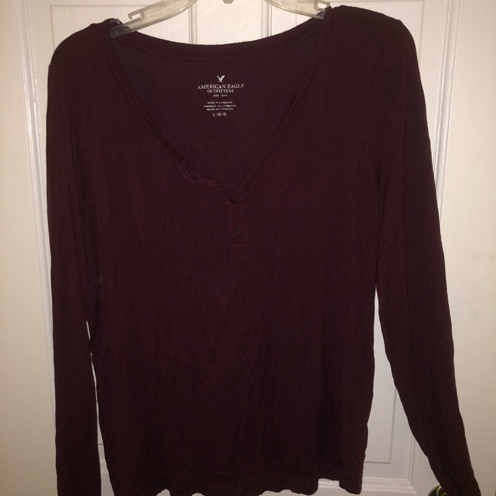 Maroon long-sleeved shirt